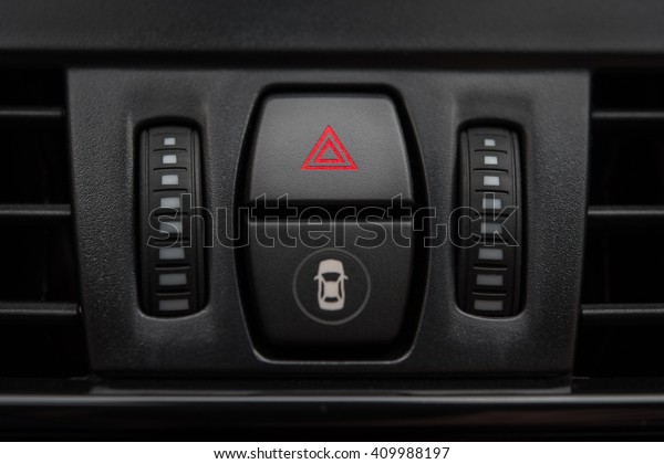 Detail Car Interior Dashboard Emergency Button Stock Photo