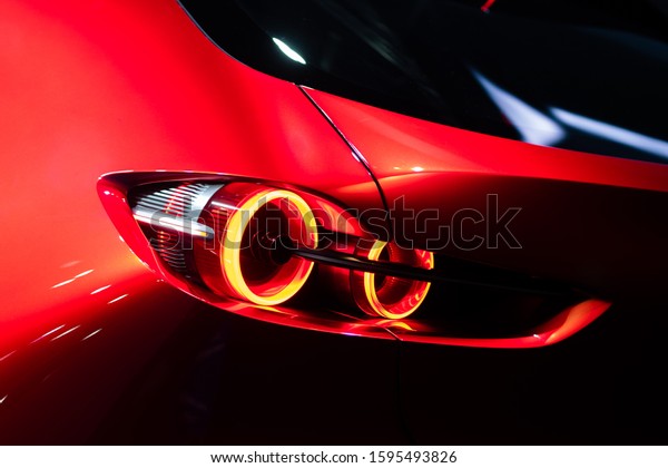 Detail of car LED\
backlights lamp of new\
cars