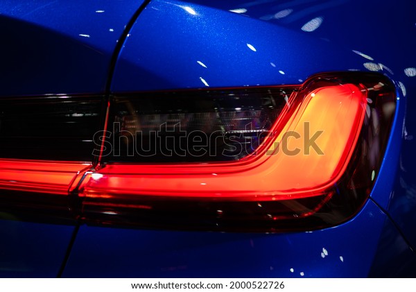 Detail of car\
LED taillight lamp of new modern\
car