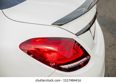 detail of car. white sports car, Close-up