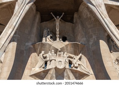 Detail Of Christ Crucified On The Facade Of 