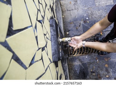 Detail Of Cleanliness And Hygiene In A Spring Water Source