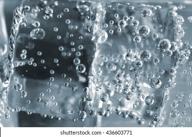 Detail Of Cold Bubbly Carbonated Soft Drink With Ice