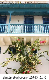 Detail Of A Colonial House. Typical Balcony. Spanish Colonial Home. Cartagena De Indias, Colombia.
In 1984, Cartagena's Colonial Walled City And Fortress Were Designated A UNESCO World Heritage Site.