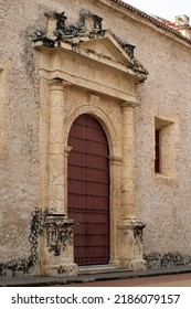 
Detail Of A Colonial House. Typical Balcony. Spanish Colonial Home.  Cathedral. Historical Center. Cartagena De Indias, Colombia.