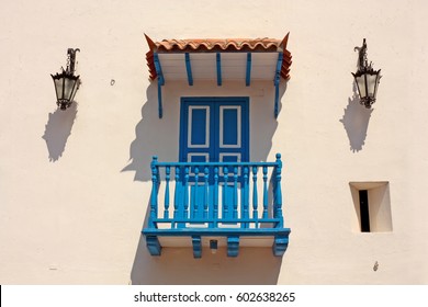 Detail Of A Colonial House. Typical Balcony. Spanish Colonial Home. Cartagena De Indias, Colombia.
In 1984, Cartagena's Colonial Walled City And Fortress Were Designated A UNESCO World Heritage Site.