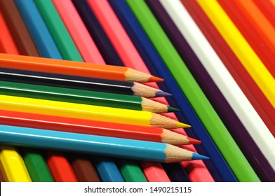 Detail of Color pencils background. Close up. Selective focus.