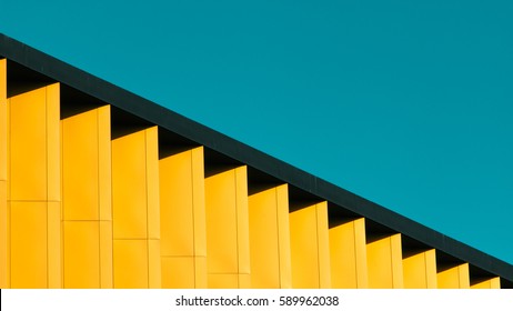 A detail of a colorful modern building in Belgrade, Serbia