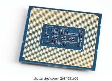 Detail of computer chip - main processor of PC architecture system color image