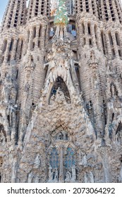 Detail Of The Coronation Of The Virgin Mary In The Facade Of Sacred Family 