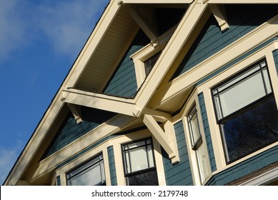 Detail Of Craftsman Style House In Autumn.