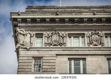 Detail Of The Cunard   Grade II Listed Building Located In Liverpool, England.