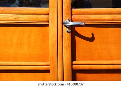 Detail Of The Door Of A Classic Woodie Car