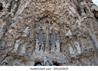 Detail Of The Elaborated Facade Of Sacred Family 