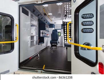 Detail Of Empty Ambulance Interior Emergency Vehicle