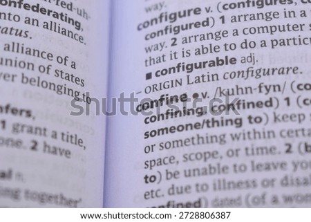 Detail Of English Dictionary Page And Word Explanation Of - confine