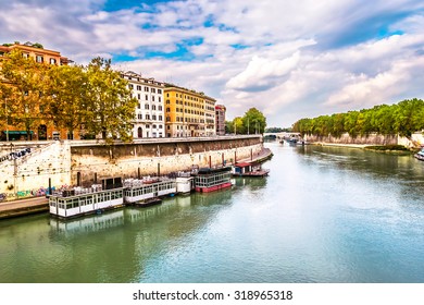 Detail Of Everyday Life In Rome On The River Tiber