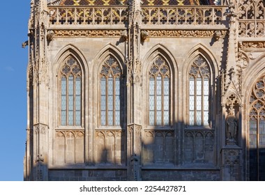 Detail of the exterior of the St. Stephen's Cathedral in Vienna, Austria, the most important religious building of the city - Shutterstock ID 2254427871