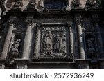 Detail of the facade of the old Basilica of Guadalupe known as Expiatory Temple of Christ the King built in 1709 in Mexico City.