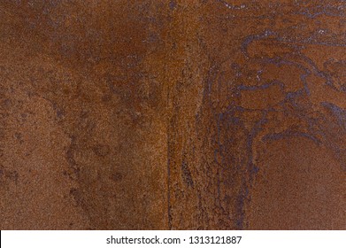 Detail facade of rusted Corten steel with different patterns, textures and structures