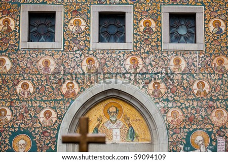 Detail of the facade of Saint Nicholas Church in Iasi city, Romania. Imagine de stoc © 