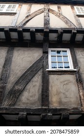 Detail Of Facade Of Tudor Architecture House In York England