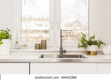 detail of a fancy kitchen sink