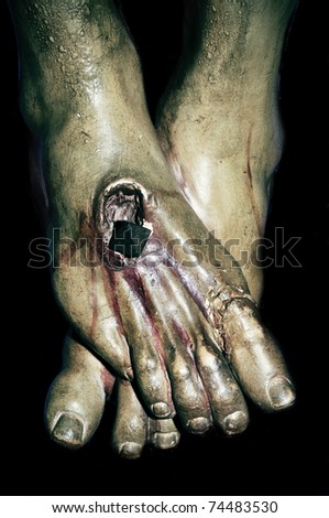 detail of the feet of Jesus Christ in the Holy Cross
