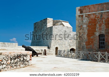 Detail of the fortress of El Morro in Havana, Cuba on a beautiful summer day