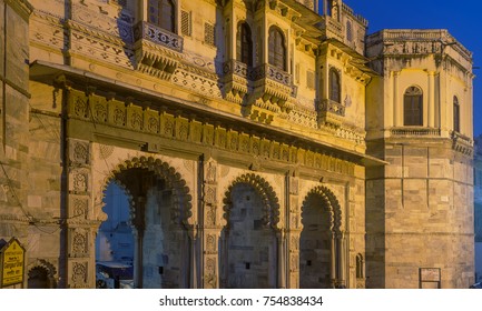 Detail Of Gangaur Ghat By Night, Udaipur, Rajasthan, India