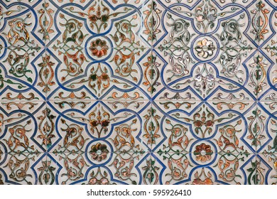 Detail Of Gilded Mudejar Tiles In A Spanish Colonial Building