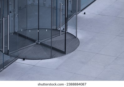 Detail of glass revolving doors