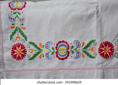 Detail Of Grandma's Vintage Embroidered Tablecloth