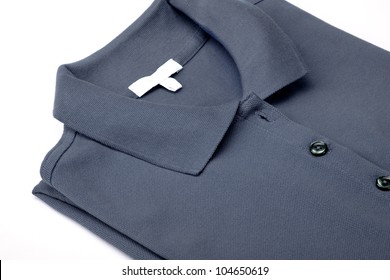 Detail Of A Gray Polo Shirt.