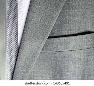 Detail Of A Grey Man Suit With Tie