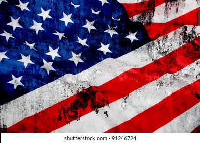 Detail of Grungy National Flag of United States of America 
