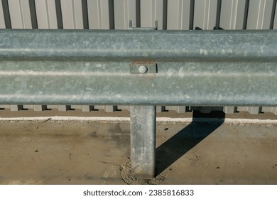 detail of the guard rail, anti-corrosion galvanized material. constructive detail. galvanized steel structure,