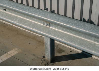 detail of the guard rail, anti-corrosion galvanized material. constructive detail. galvanized steel structure,