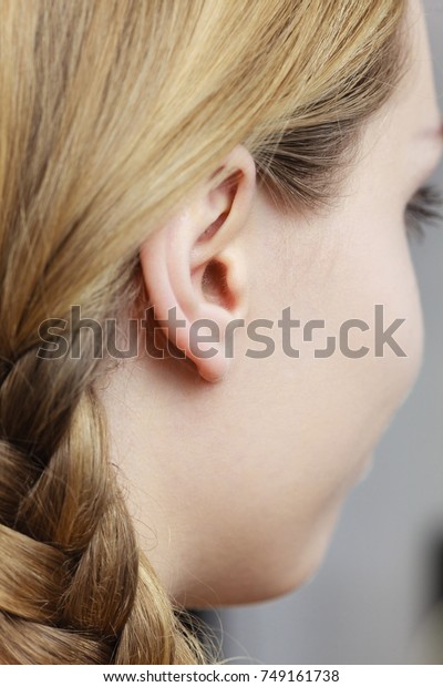 Detail Head Female Human Ear Blonde Stock Photo Edit Now 749161738