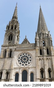 A Detail Of The  High Gothic Cathedral, Notre-Dame, In Chartres, France. Inaugurated In The Year 1260.