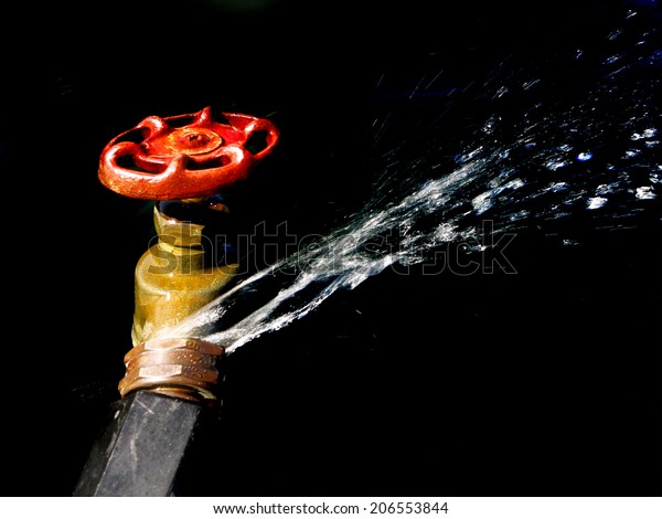 Detail Hose Faucet Connection Leaking Squirting Stock Photo Edit