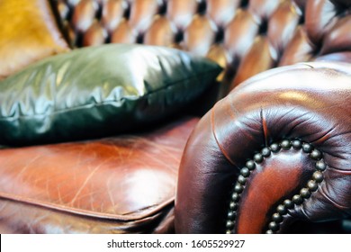 Detail image of vintage of leather sofa