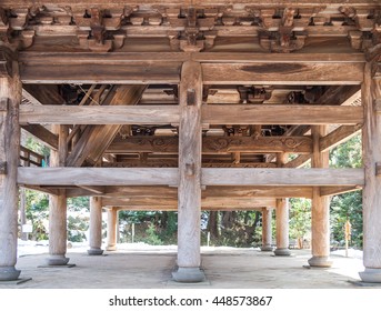 Detail Of The Impressive Construction Of The Engaku Ji Buildings In Wood, Kamakura, Japan