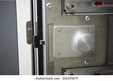 The Detail Of An Inside Of Opened Cockpit Door Of Commercial Airlines.