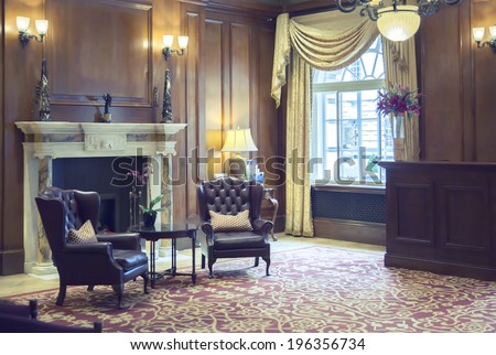 detail of interior in classic London hotel