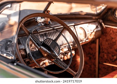 Detail of the interior of a vintage car. Retro car. close up - Powered by Shutterstock