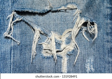 Detail of jeans with tears