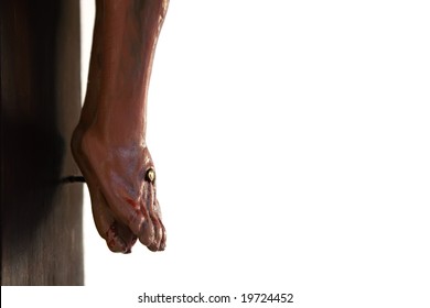 Detail Of Jesus Feet - Wooden Cross