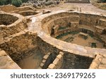 Detail of a kiva at Pueblo Bonito, Anasazi Indian ruins, Chaco Culture National Historical Park, New Mexico, USA. This is an UNESCO World Heritage Site