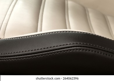 Detail Of Leather Car Seat. Horizontal Photo.